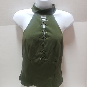 Bebe Lace Up Mock Neck Top